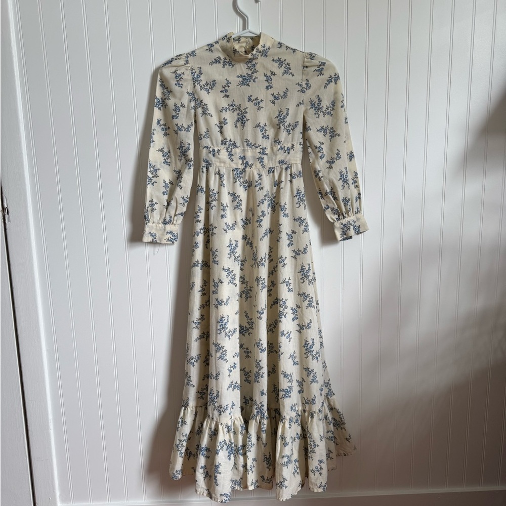 Child's 70s Prairie Ruffled Tiered Sundress with Mock Neck